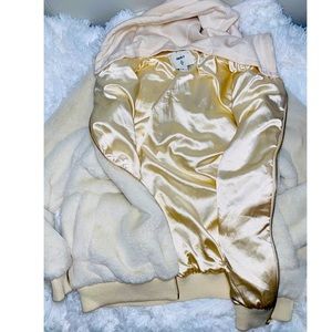Soft cozy cream color jacket with hoodie